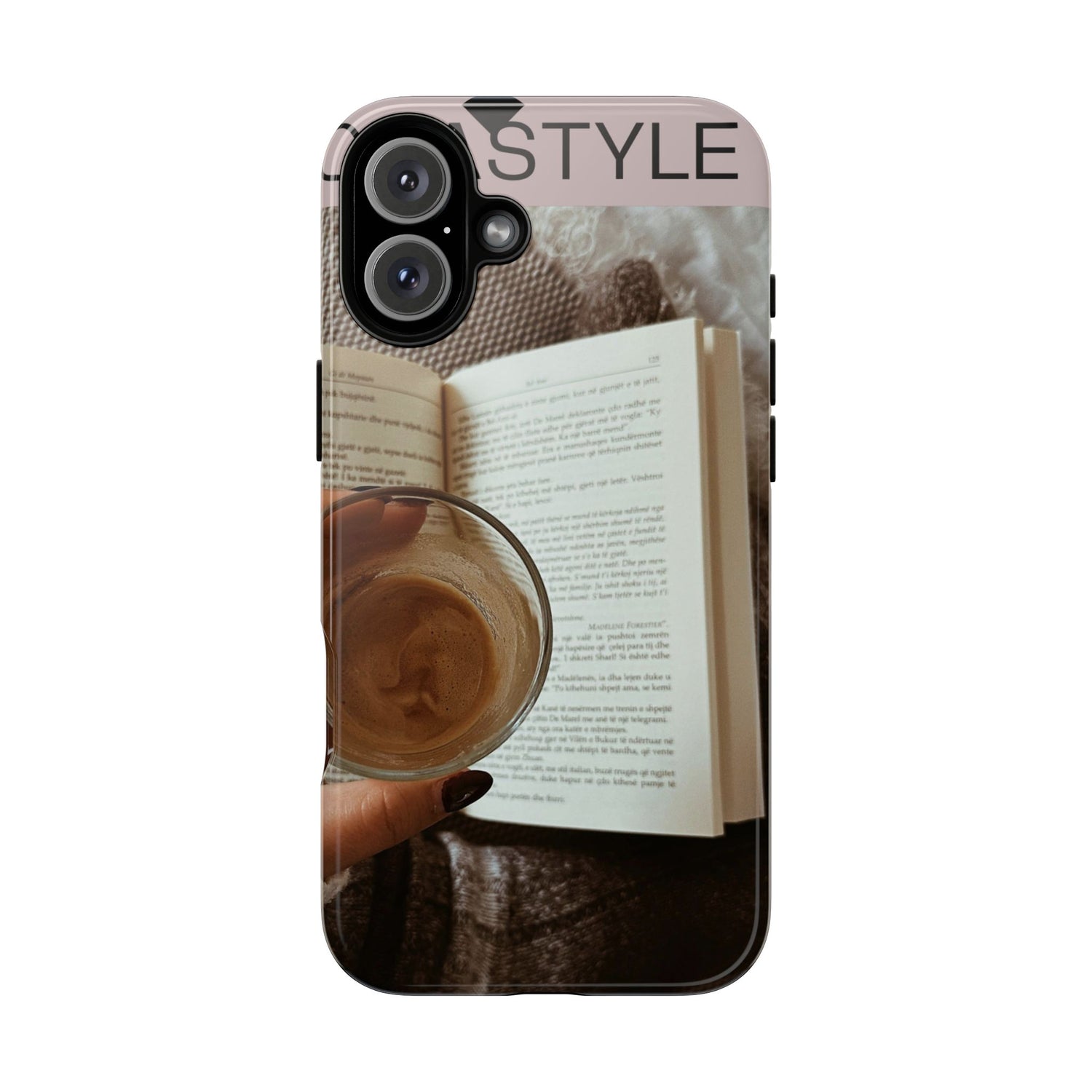 Cozy Reading Phone Case — Coffee &amp; Book Protective Cover