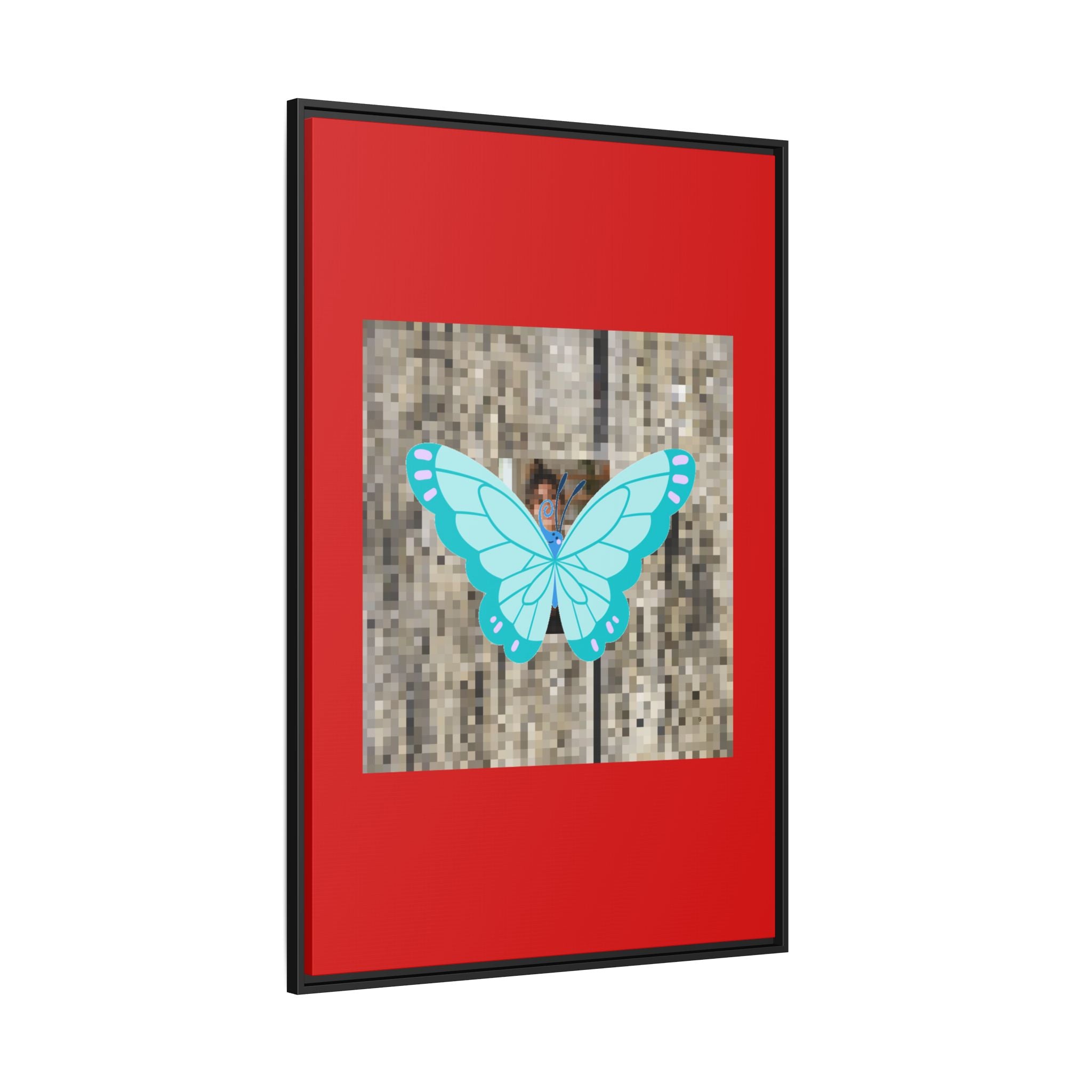 Blue Butterfly Framed Canvas Art – Matte Multi‑Color Wall Print