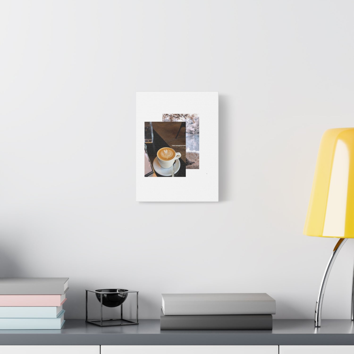 Latte &amp; Landscape Matte Canvas Wall Art — Coffee Shop Photo Collage