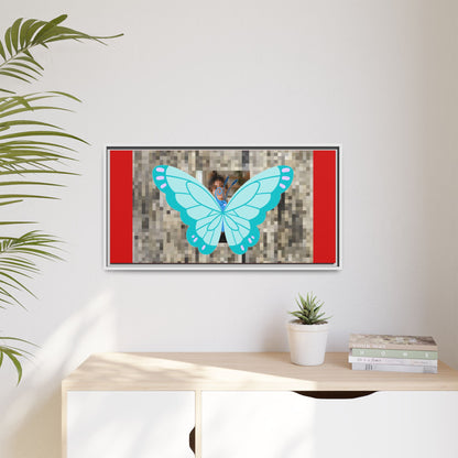 Blue Butterfly Framed Canvas Art – Matte Multi‑Color Wall Print