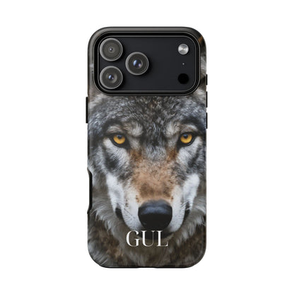 Wolf Eyes Phone Case — Fierce Wildlife iPhone Protective Case with ‘GUL’ Text