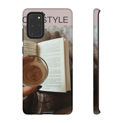Cozy Reading Phone Case — Coffee &amp; Book Protective Cover