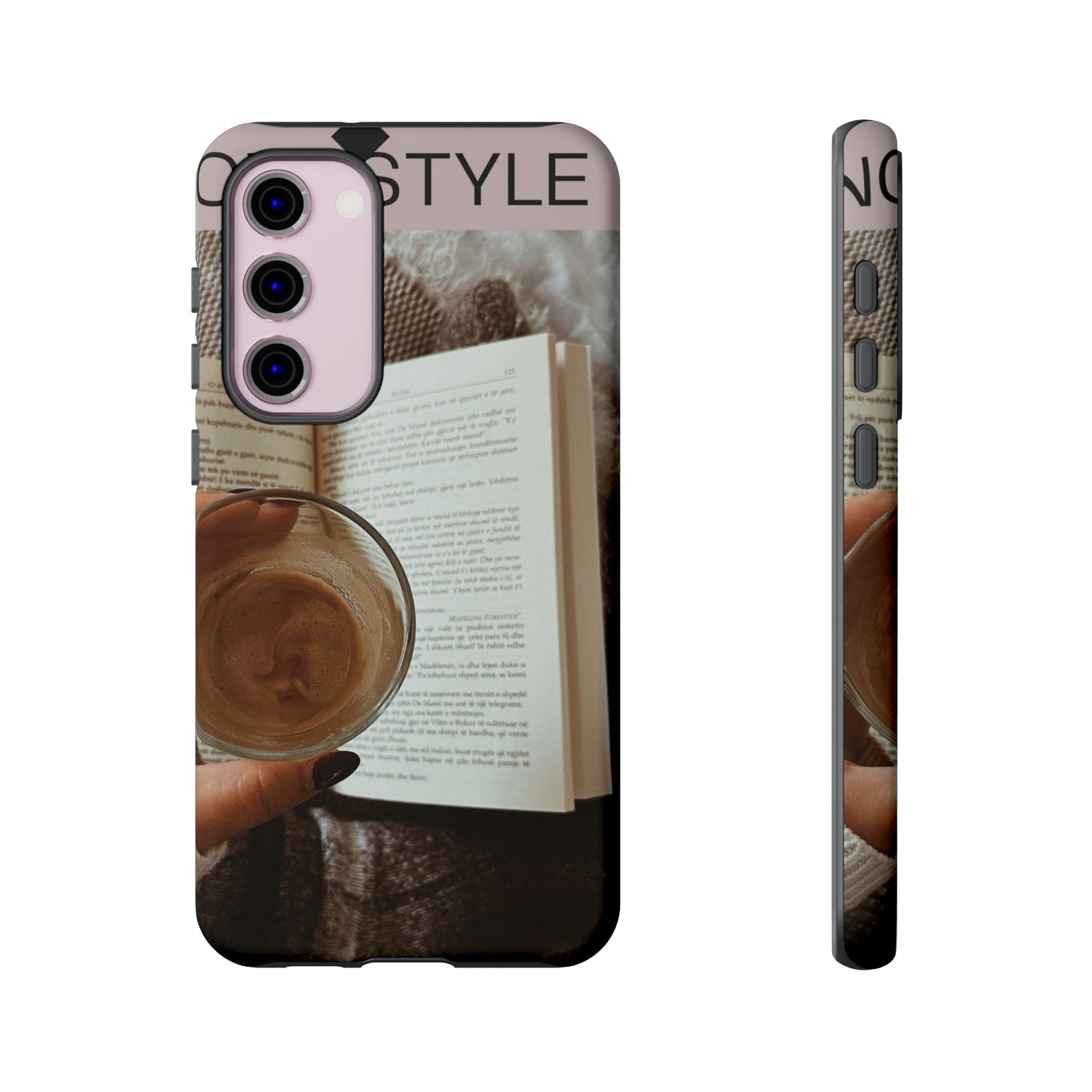 Cozy Reading Phone Case — Coffee &amp; Book Protective Cover