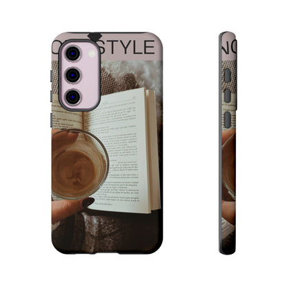 Cozy Reading Phone Case — Coffee &amp; Book Protective Cover
