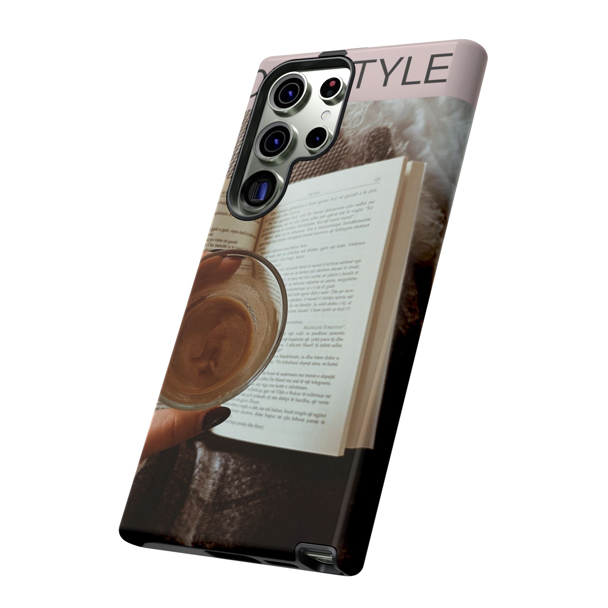 Cozy Reading Phone Case — Coffee &amp; Book Protective Cover