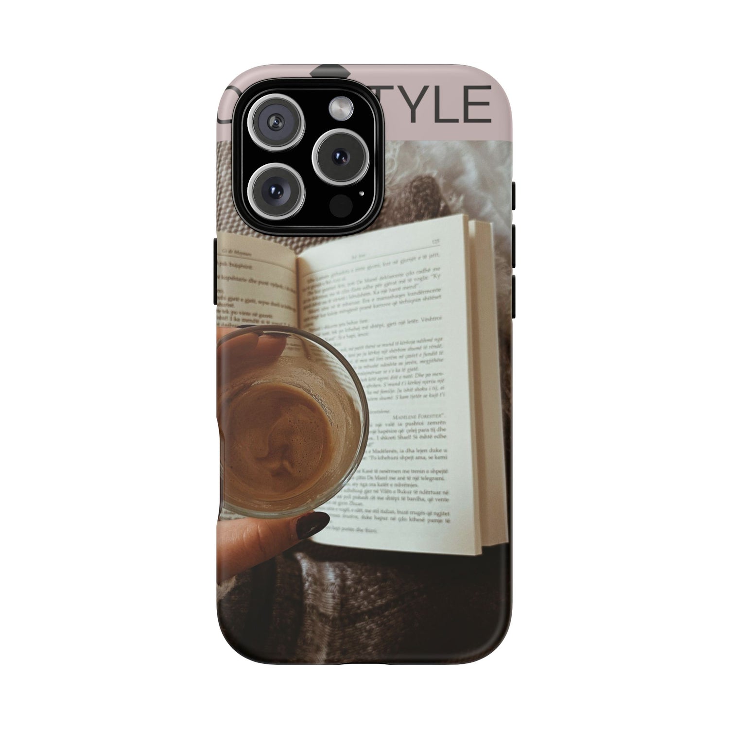 Cozy Reading Phone Case — Coffee &amp; Book Protective Cover