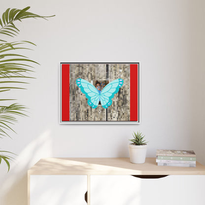 Blue Butterfly Framed Canvas Art – Matte Multi‑Color Wall Print