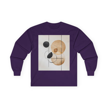 Abstract Geometric Art Long Sleeve Tee — Neutral Circle Composition