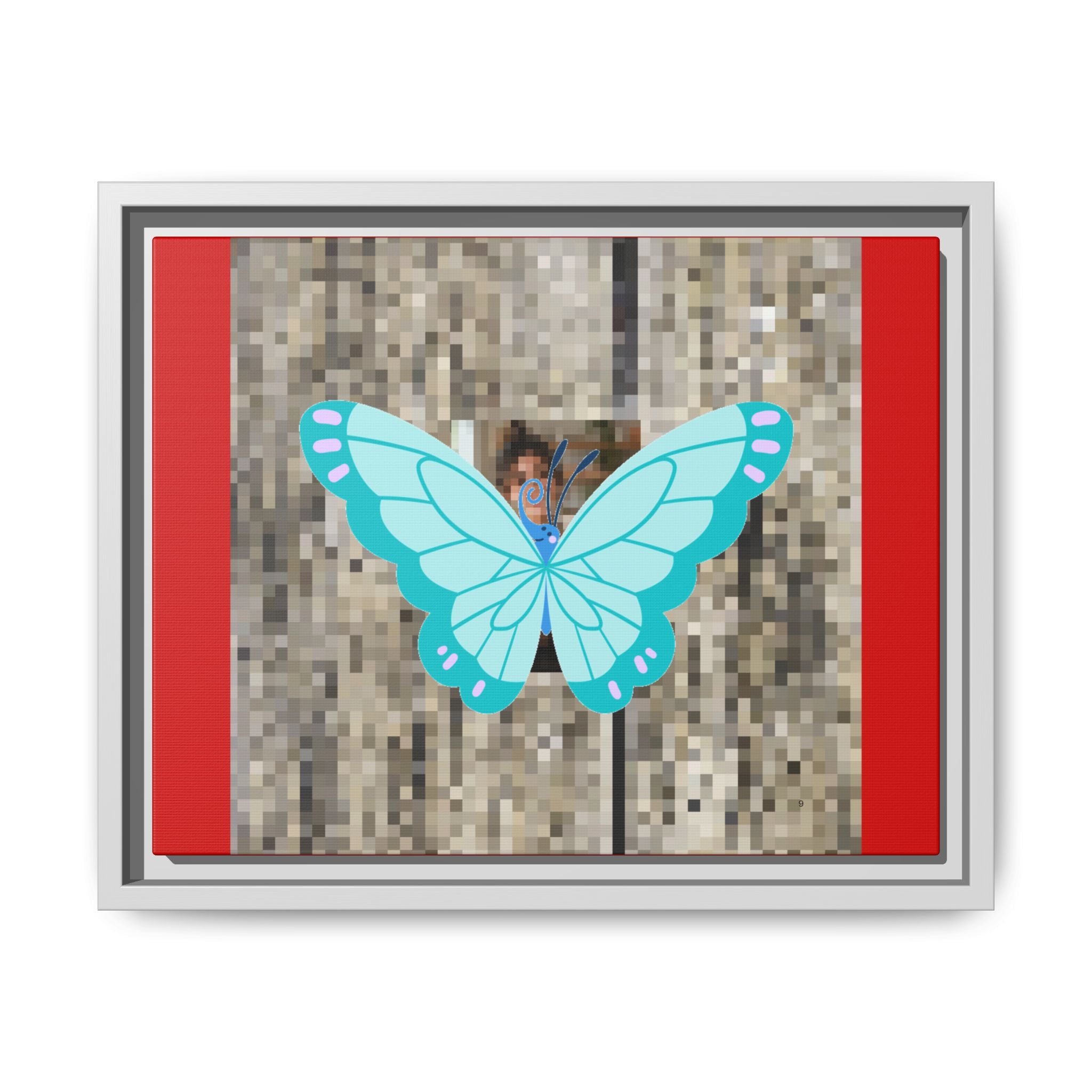 Blue Butterfly Framed Canvas Art – Matte Multi‑Color Wall Print