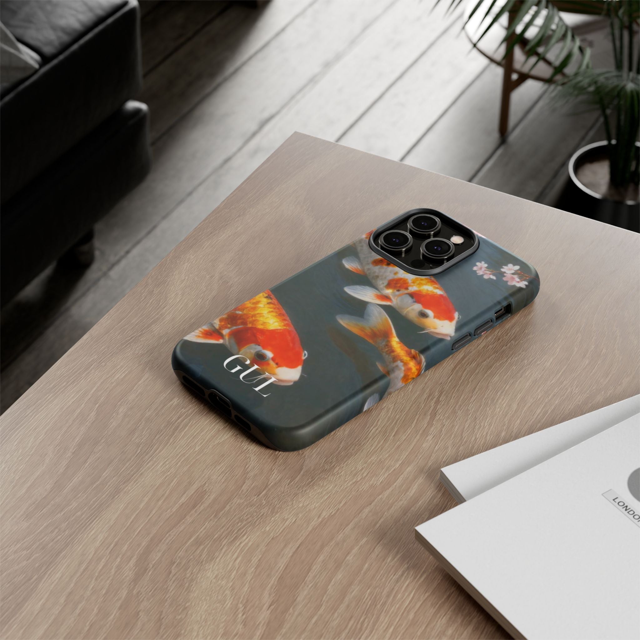 Koi Fish Tough Phone Case — Floral Pond Design