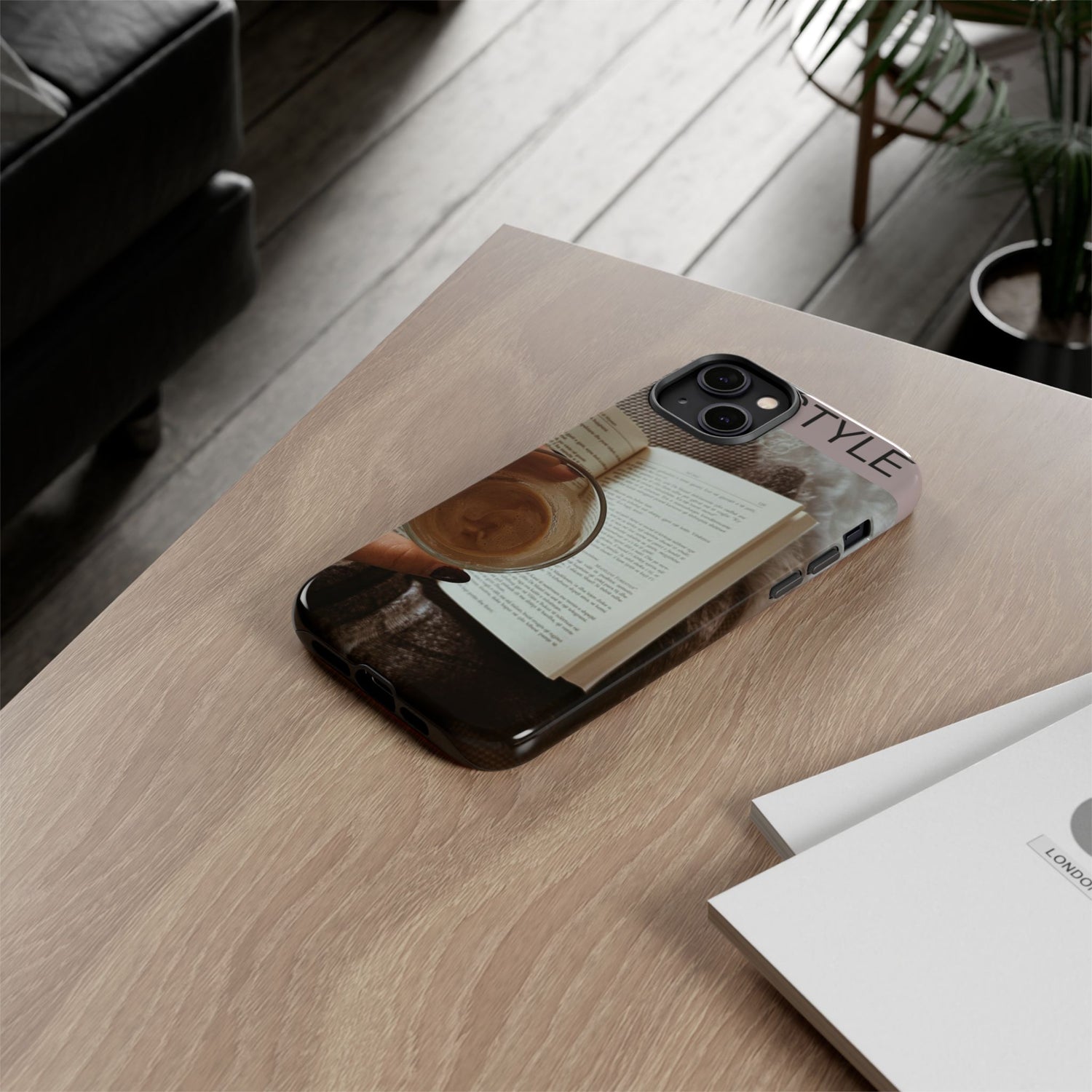 Cozy Reading Phone Case — Coffee &amp; Book Protective Cover