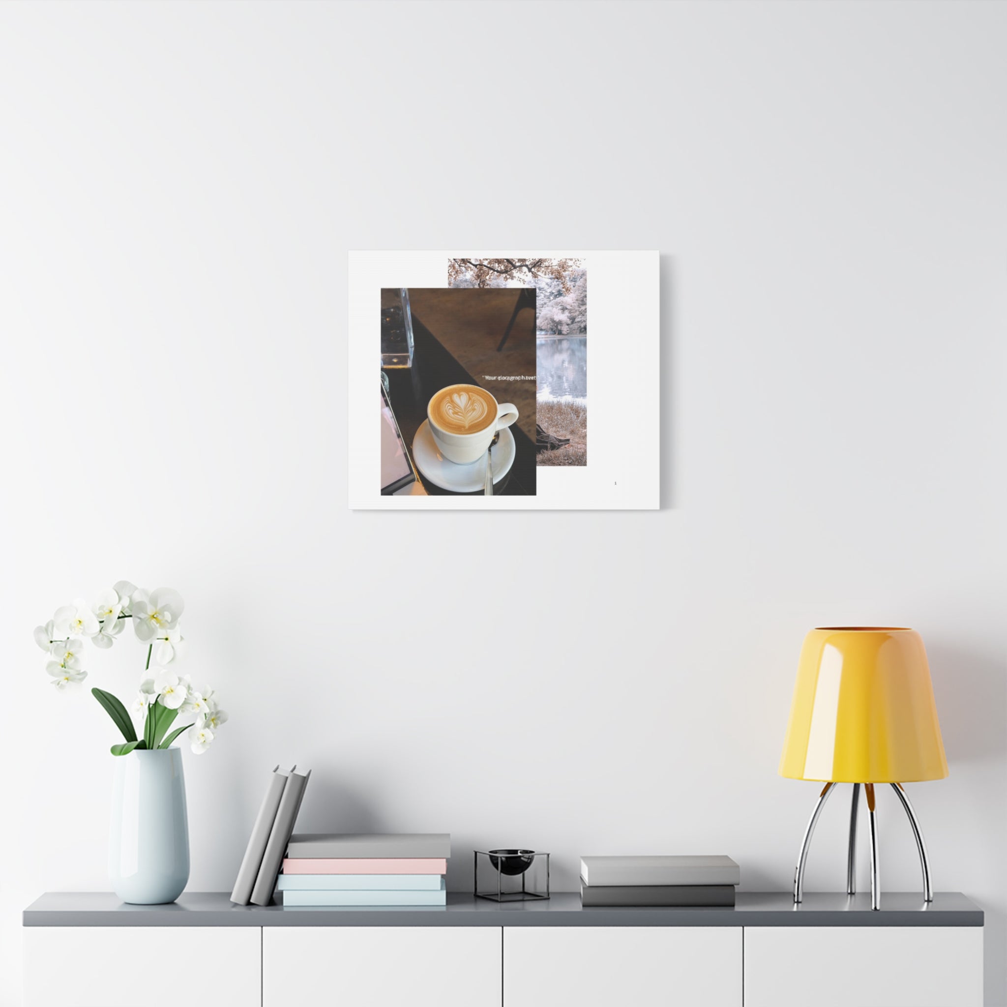 Latte &amp; Landscape Matte Canvas Wall Art — Coffee Shop Photo Collage