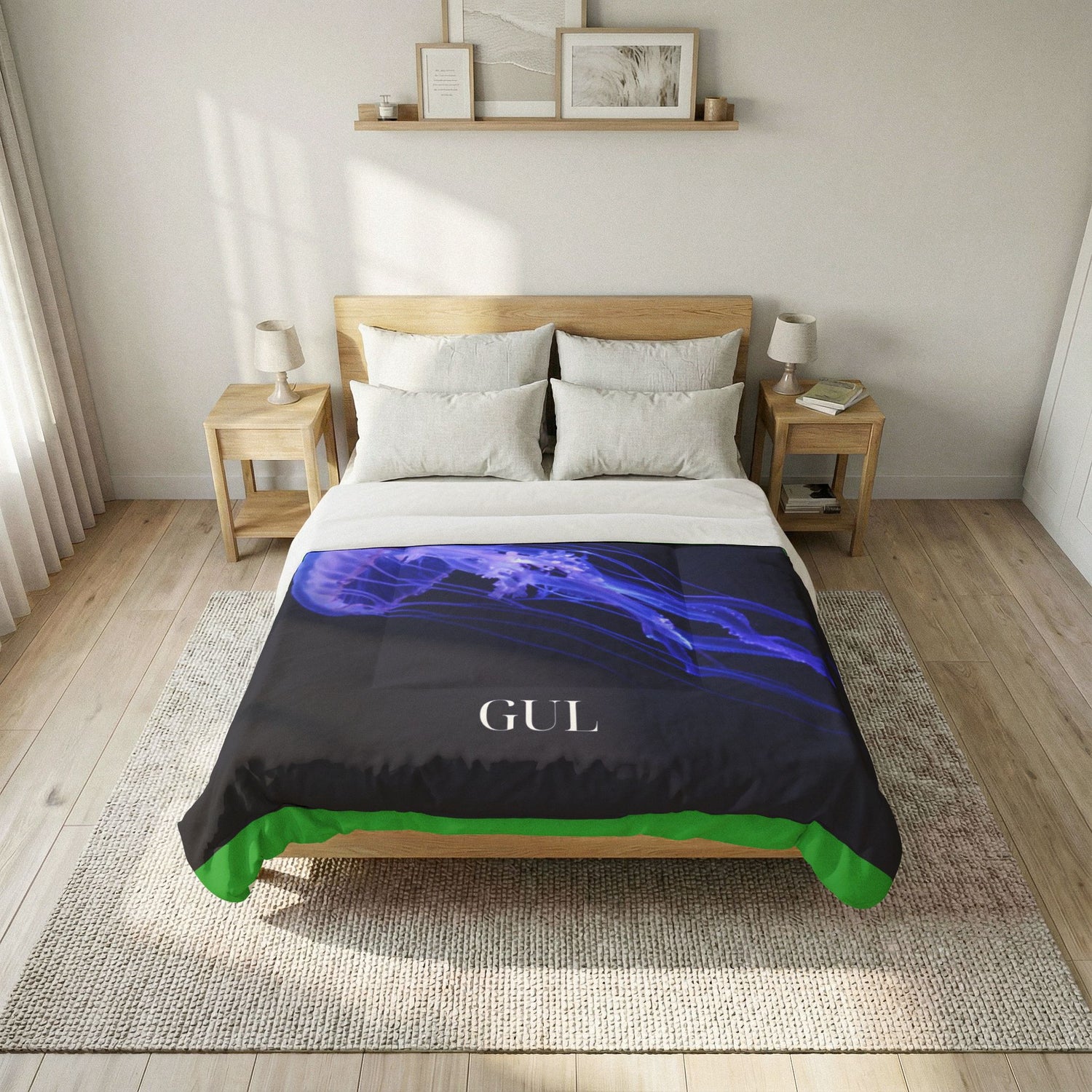 Jellyfish Cotton Comforter – Deep Sea Blue Nautical Bedding