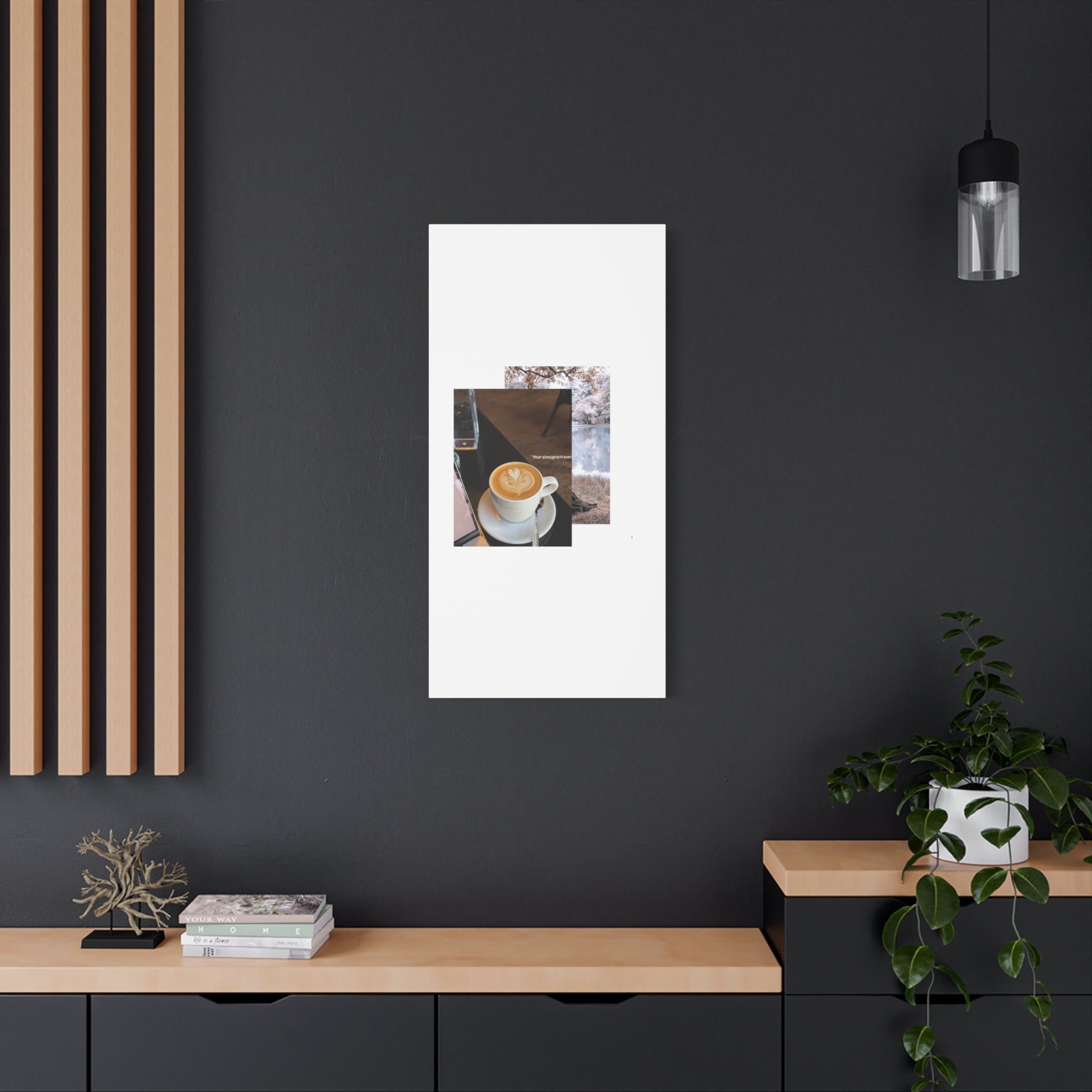 Latte &amp; Landscape Matte Canvas Wall Art — Coffee Shop Photo Collage