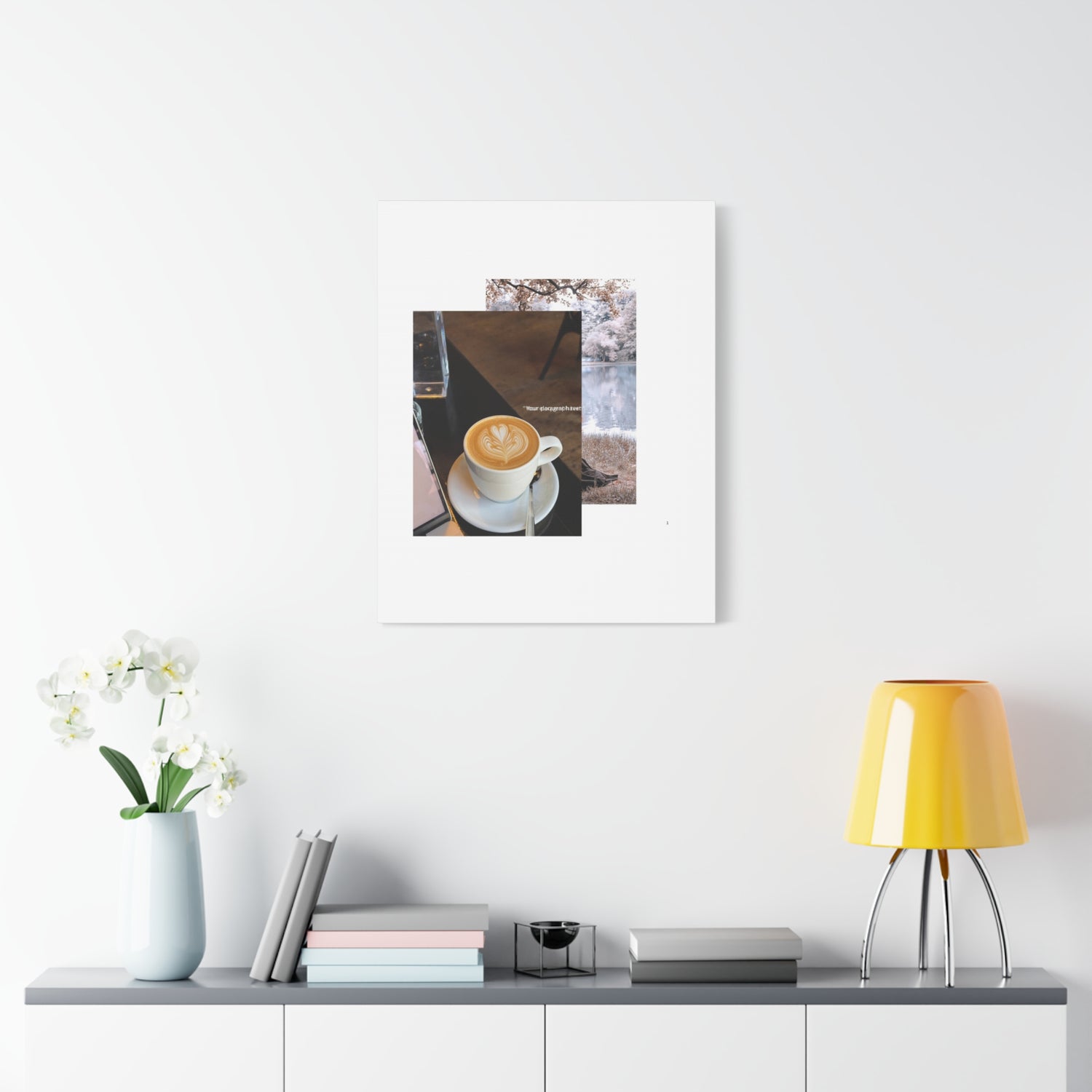Latte &amp; Landscape Matte Canvas Wall Art — Coffee Shop Photo Collage
