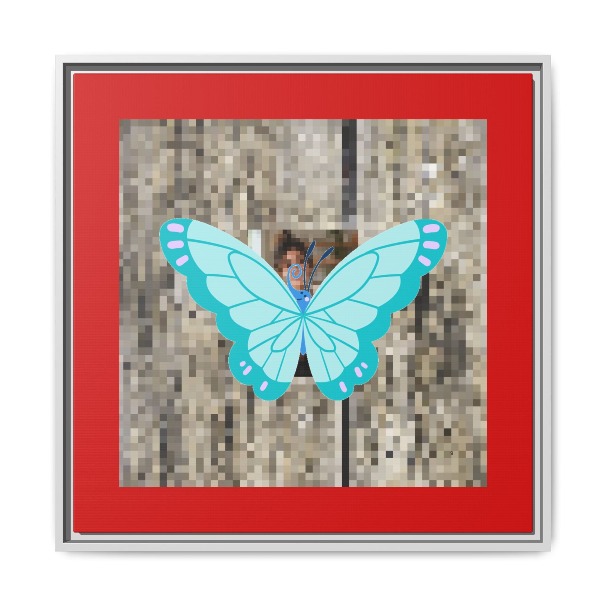 Blue Butterfly Framed Canvas Art – Matte Multi‑Color Wall Print