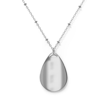 Personalized Oval Photo Necklace — Engraved Teardrop Pendant