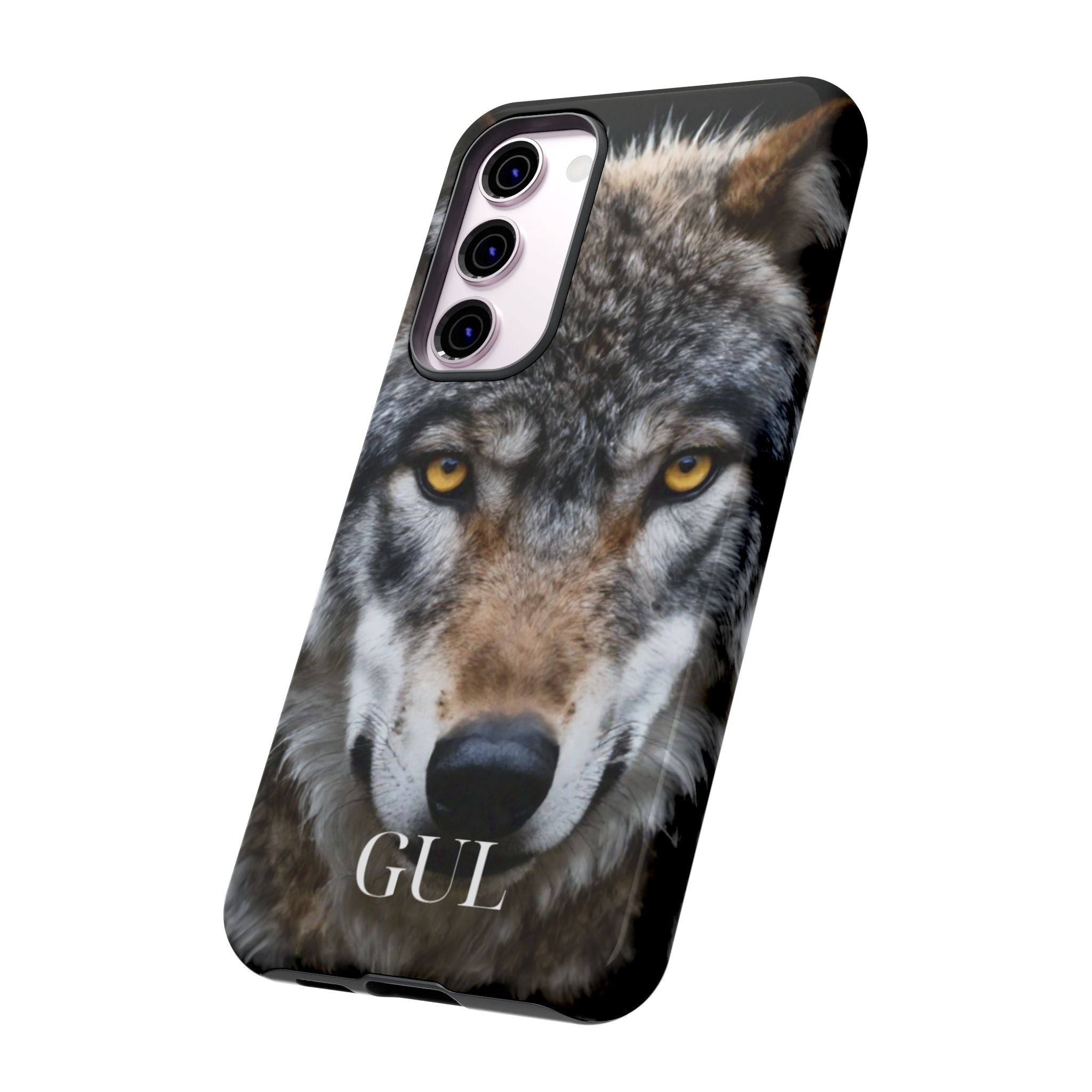 Wolf Eyes Phone Case — Fierce Wildlife iPhone Protective Case with ‘GUL’ Text
