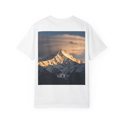 Graphic T-Shirt — Modern Gold Abstract &amp; Mountain Photo Print