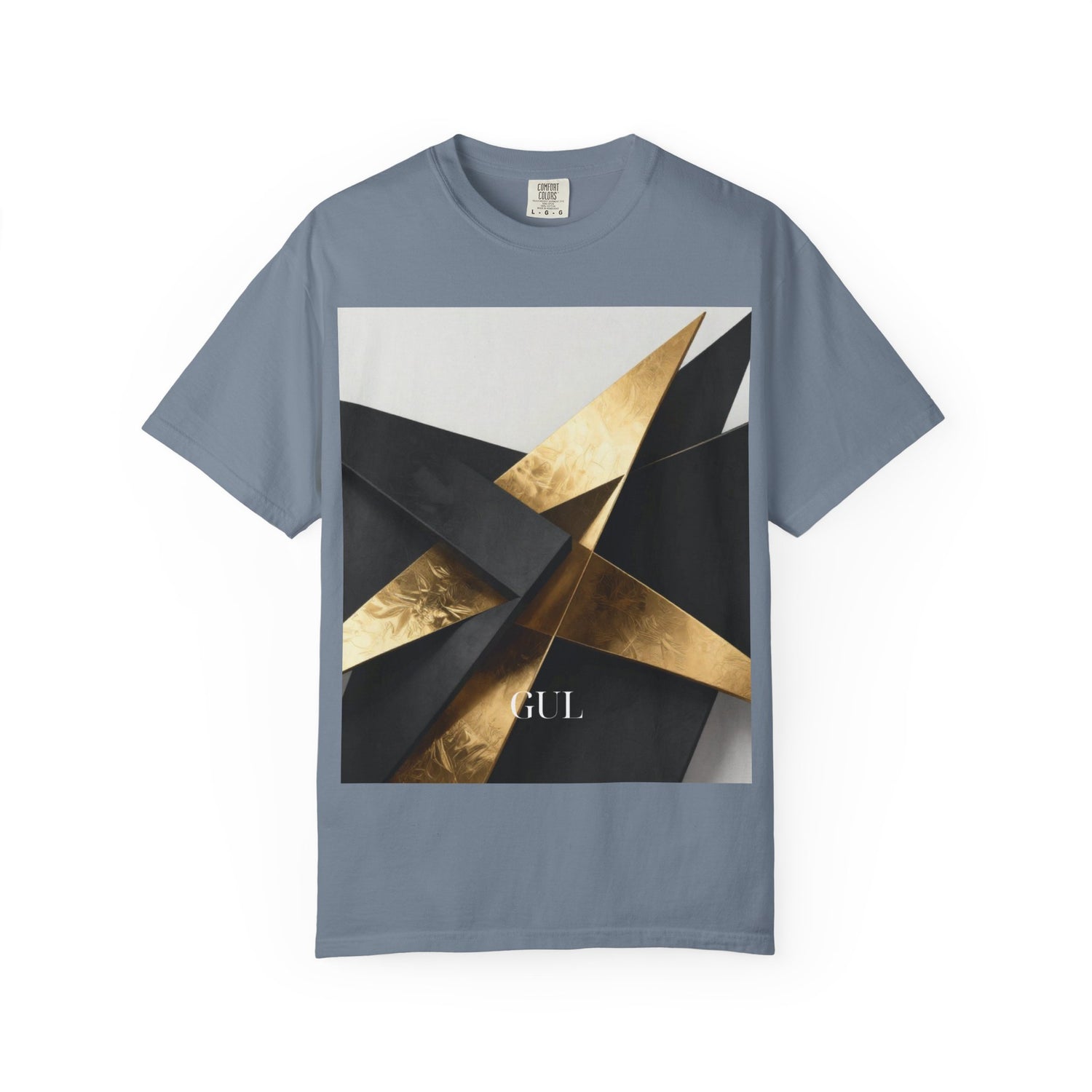 Graphic T-Shirt — Modern Gold Abstract &amp; Mountain Photo Print
