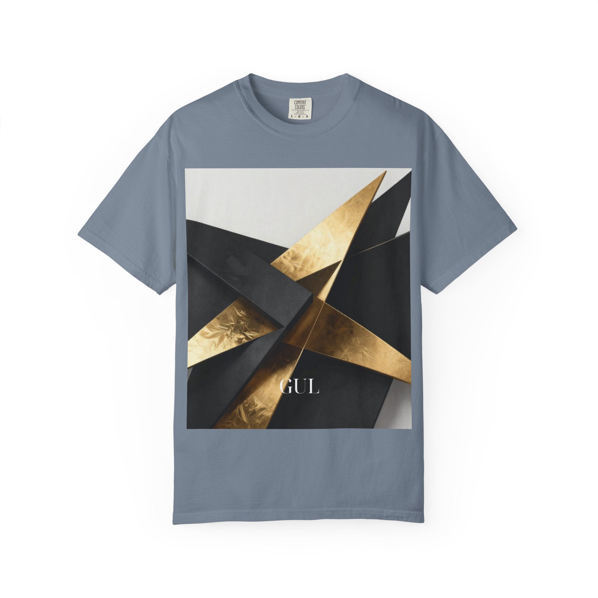 Graphic T-Shirt — Modern Gold Abstract &amp; Mountain Photo Print