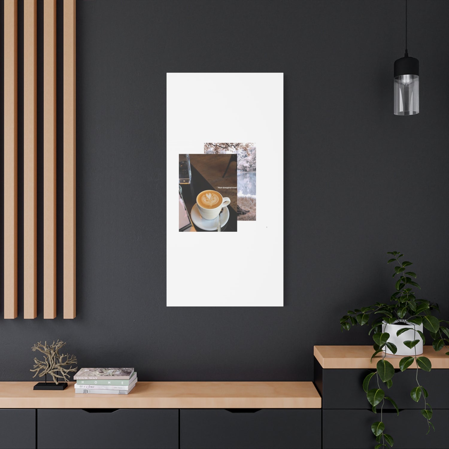 Latte &amp; Landscape Matte Canvas Wall Art — Coffee Shop Photo Collage