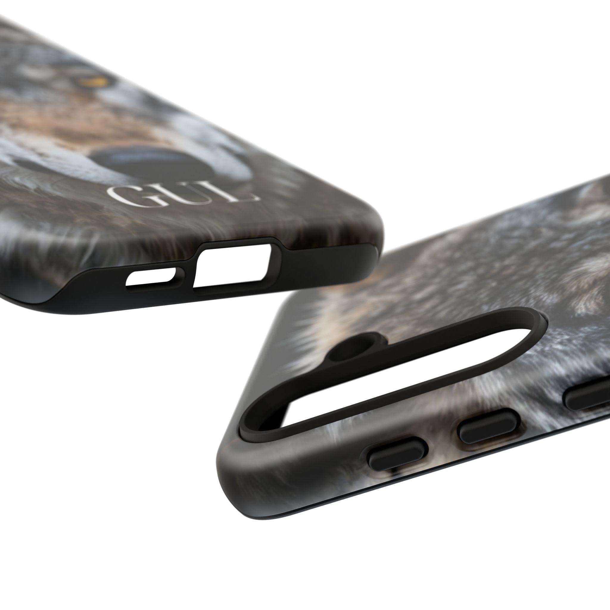 Wolf Eyes Phone Case — Fierce Wildlife iPhone Protective Case with ‘GUL’ Text