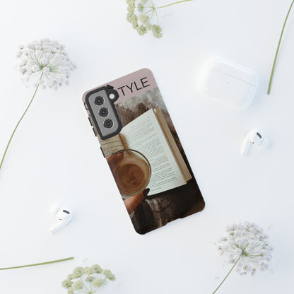 Cozy Reading Phone Case — Coffee &amp; Book Protective Cover