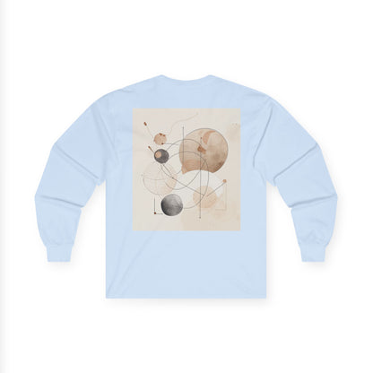 Abstract Geometric Art Long Sleeve Tee — Neutral Circle Composition
