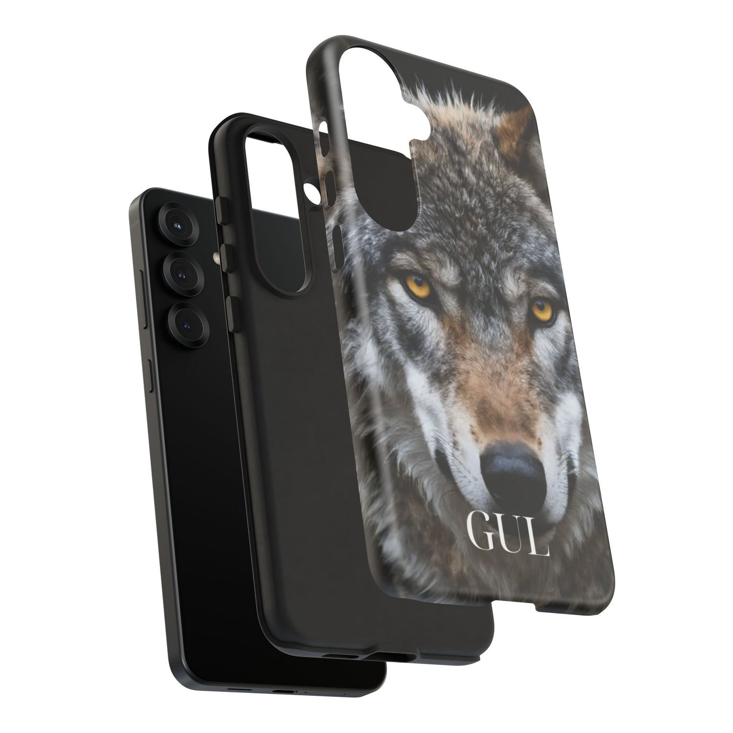 Wolf Eyes Phone Case — Fierce Wildlife iPhone Protective Case with ‘GUL’ Text