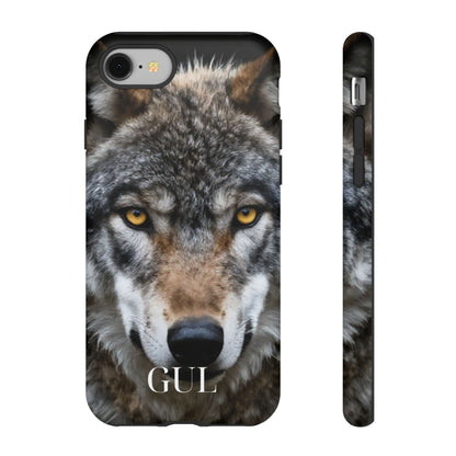 Wolf Eyes Phone Case — Fierce Wildlife iPhone Protective Case with ‘GUL’ Text