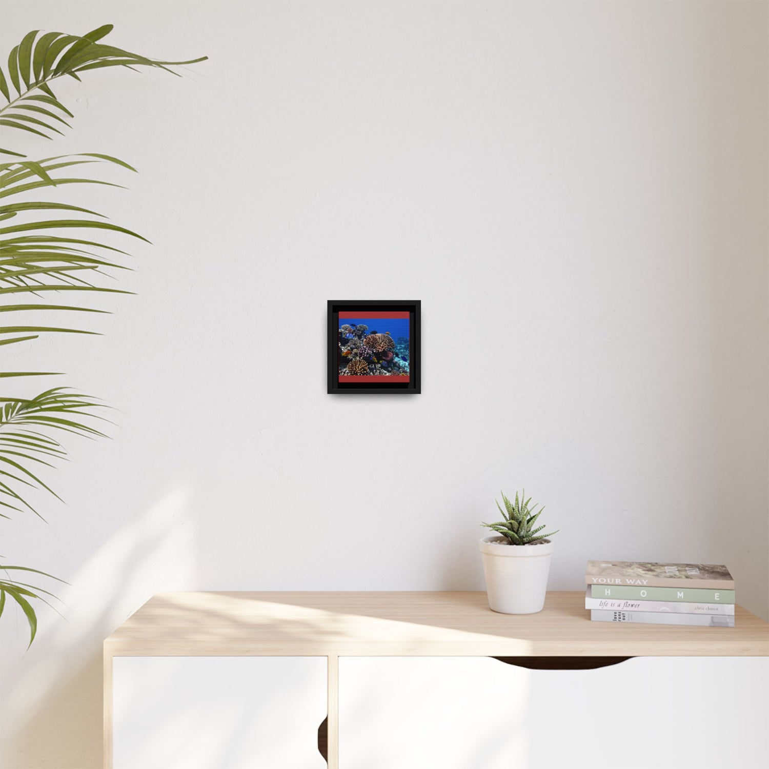 Framed Coral Reef Matte Canvas Wall Art — Tropical Ocean Photography Print