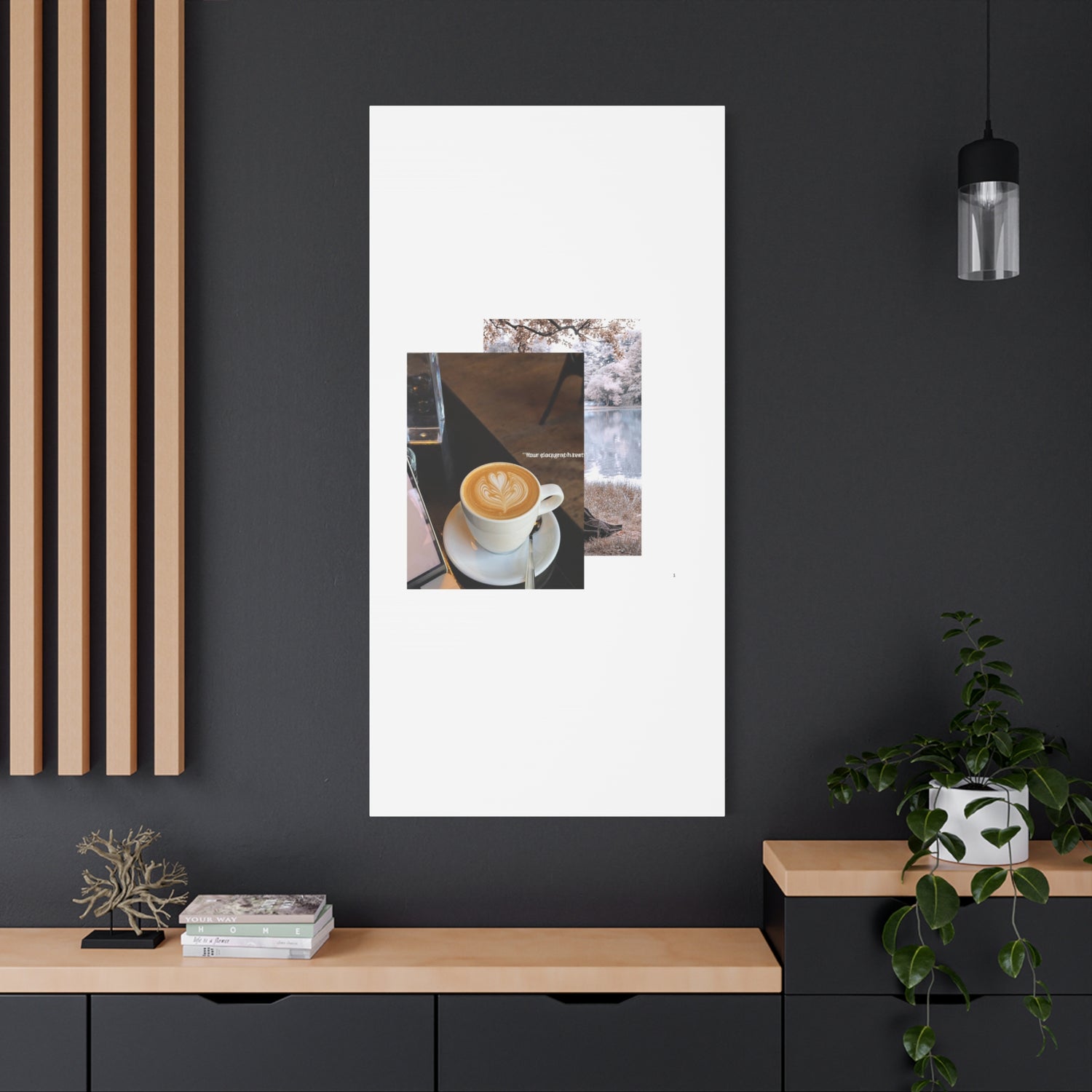 Latte &amp; Landscape Matte Canvas Wall Art — Coffee Shop Photo Collage