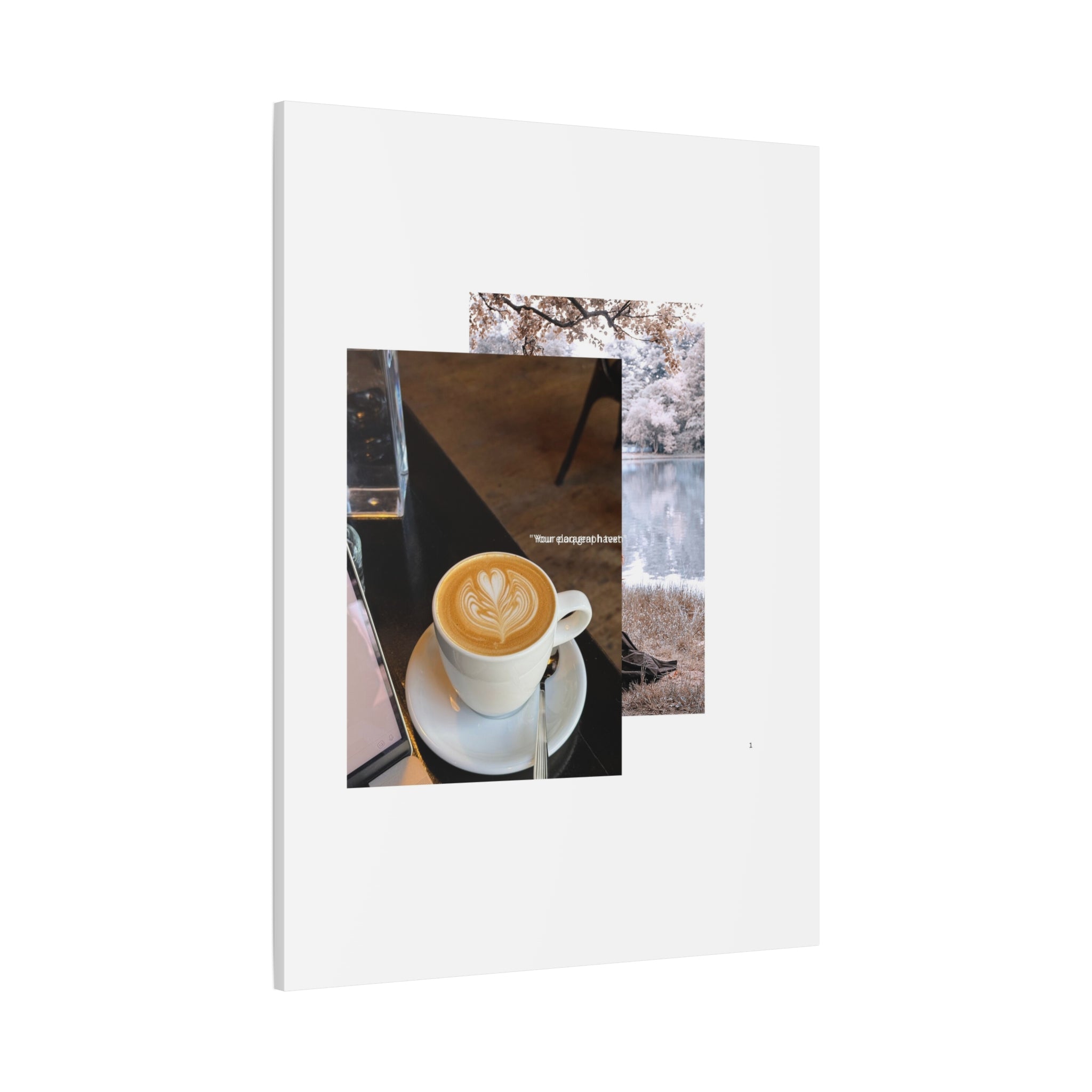 Latte &amp; Landscape Matte Canvas Wall Art — Coffee Shop Photo Collage