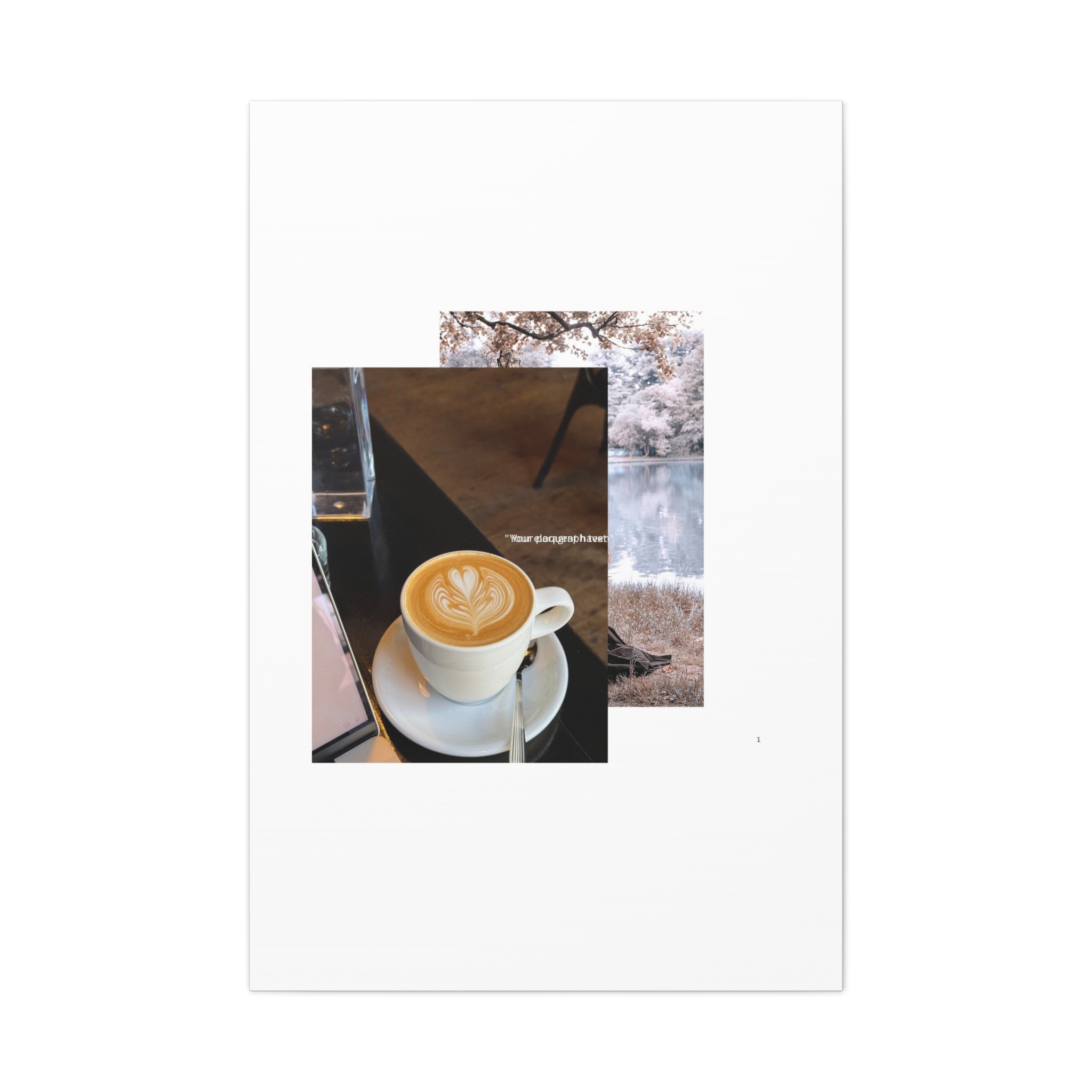 Latte &amp; Landscape Matte Canvas Wall Art — Coffee Shop Photo Collage