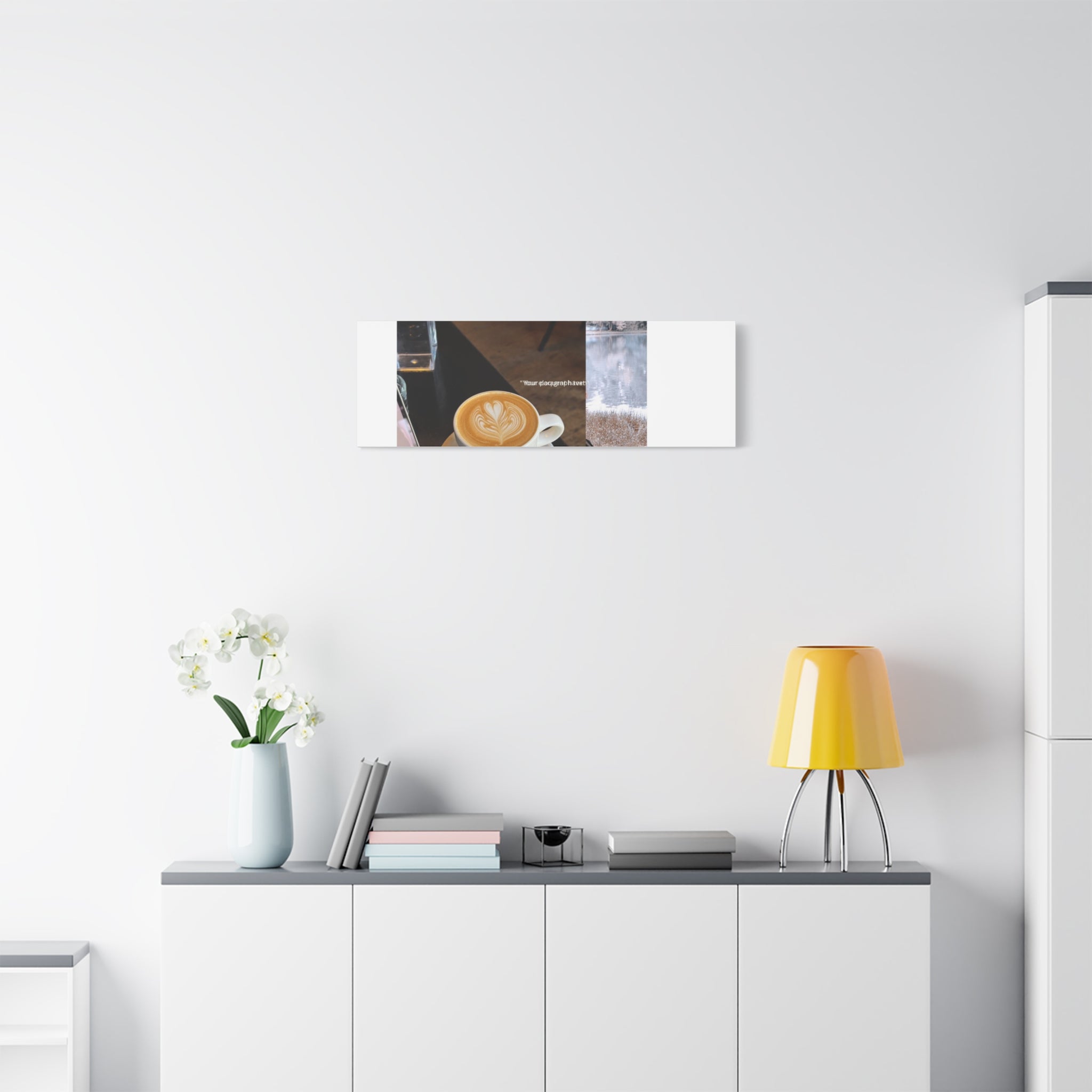 Latte &amp; Landscape Matte Canvas Wall Art — Coffee Shop Photo Collage
