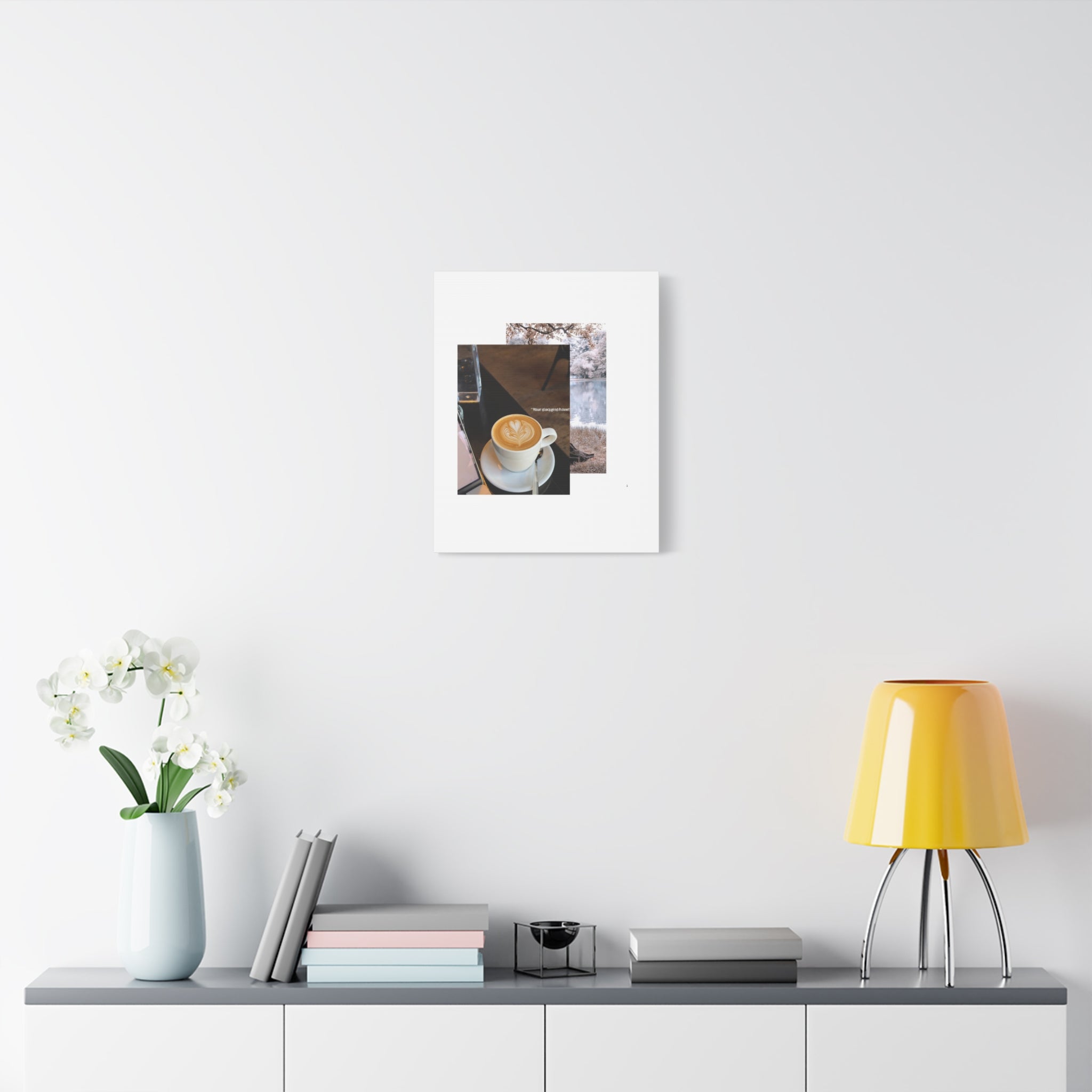 Latte &amp; Landscape Matte Canvas Wall Art — Coffee Shop Photo Collage