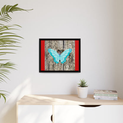 Blue Butterfly Framed Canvas Art – Matte Multi‑Color Wall Print