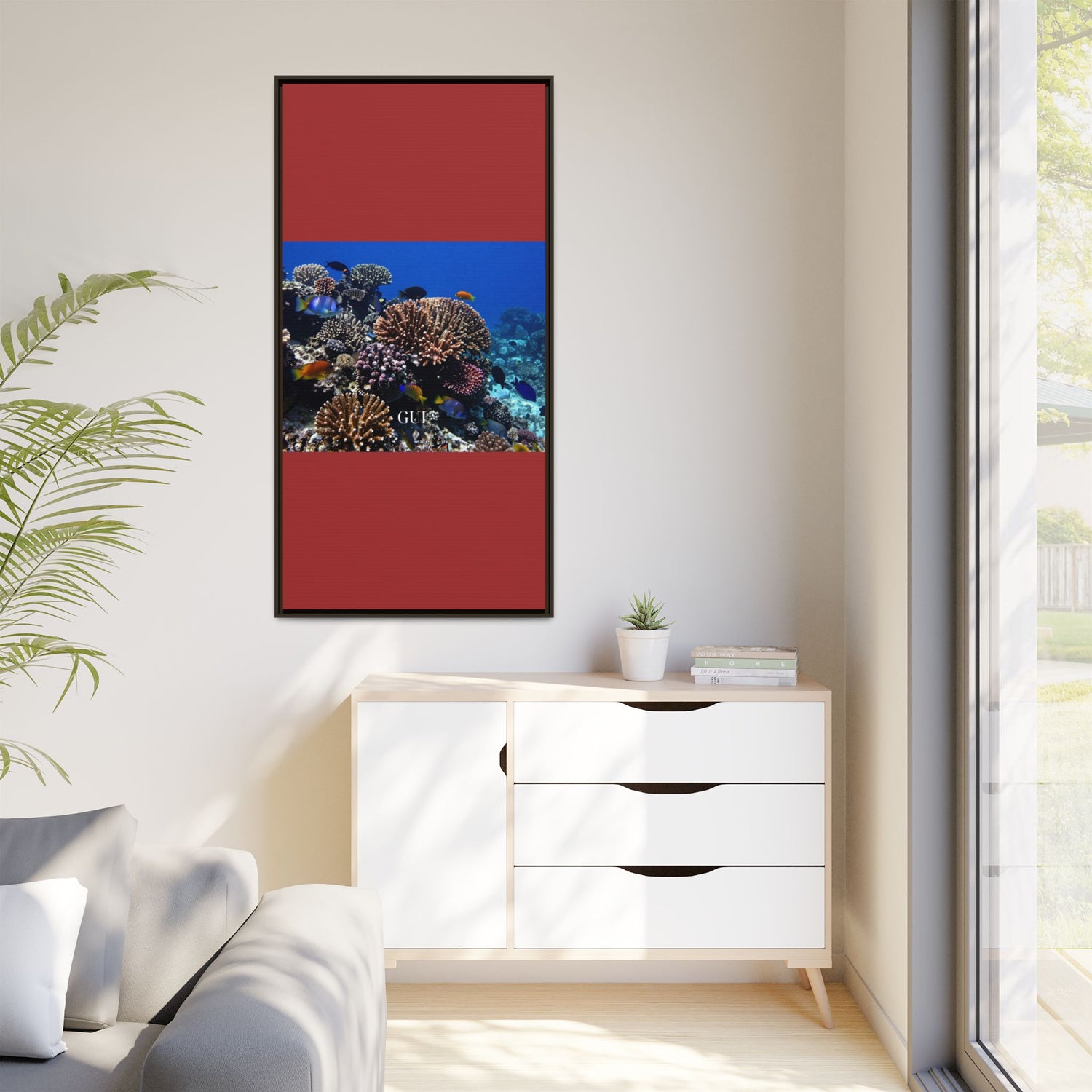 Framed Coral Reef Matte Canvas Wall Art — Tropical Ocean Photography Print