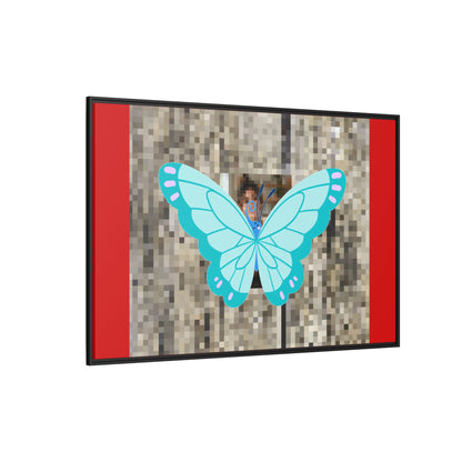 Blue Butterfly Framed Canvas Art – Matte Multi‑Color Wall Print
