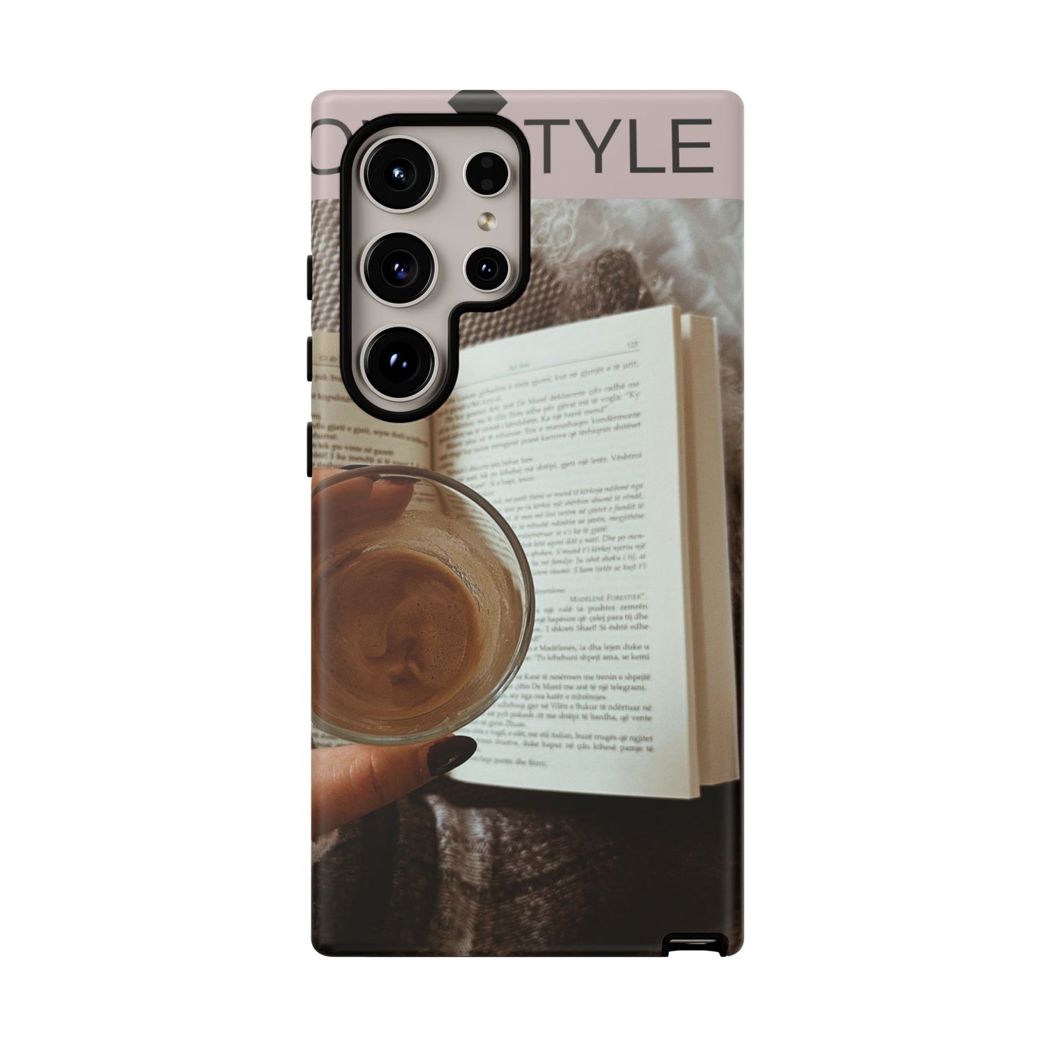 Cozy Reading Phone Case — Coffee &amp; Book Protective Cover
