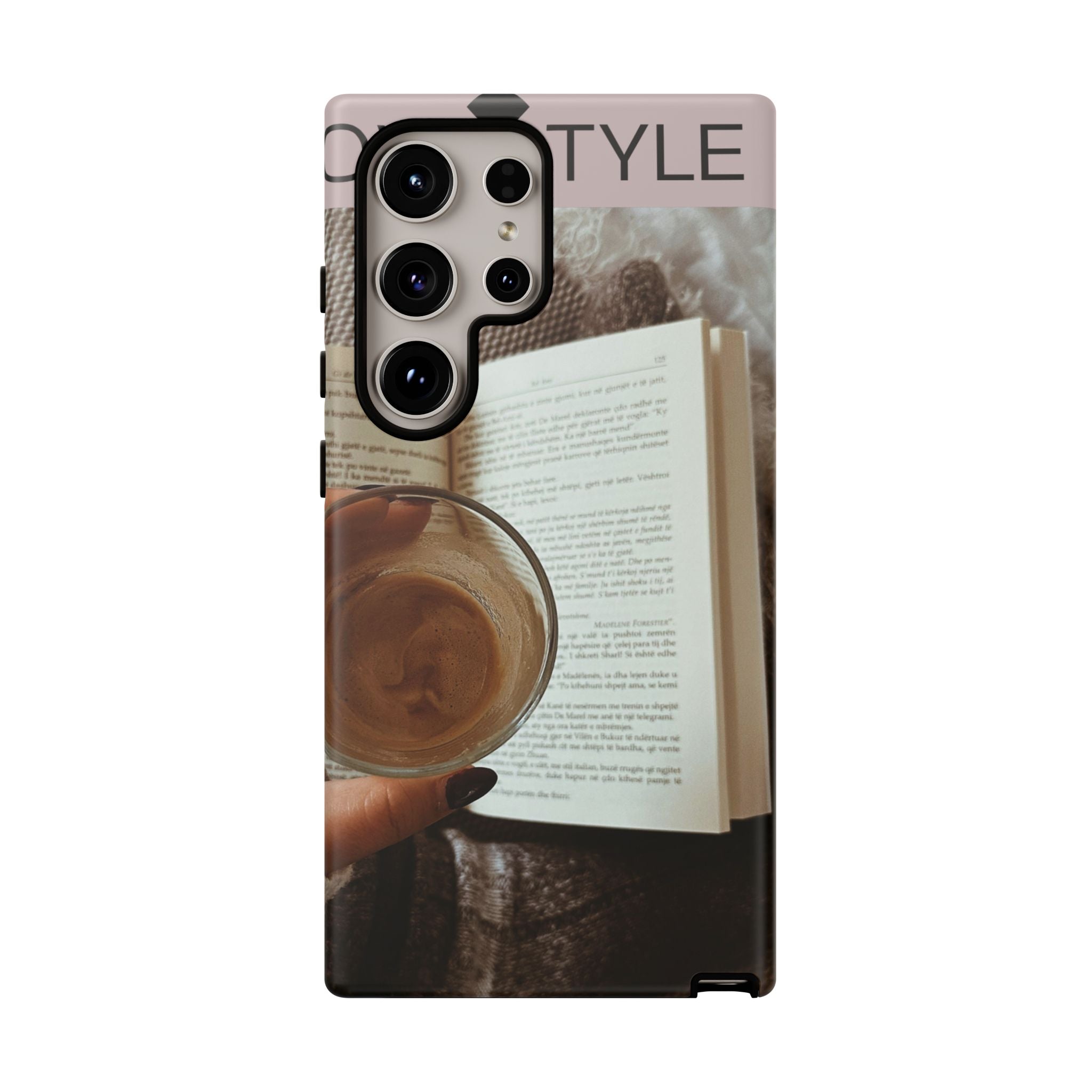 Cozy Reading Phone Case — Coffee &amp; Book Protective Cover