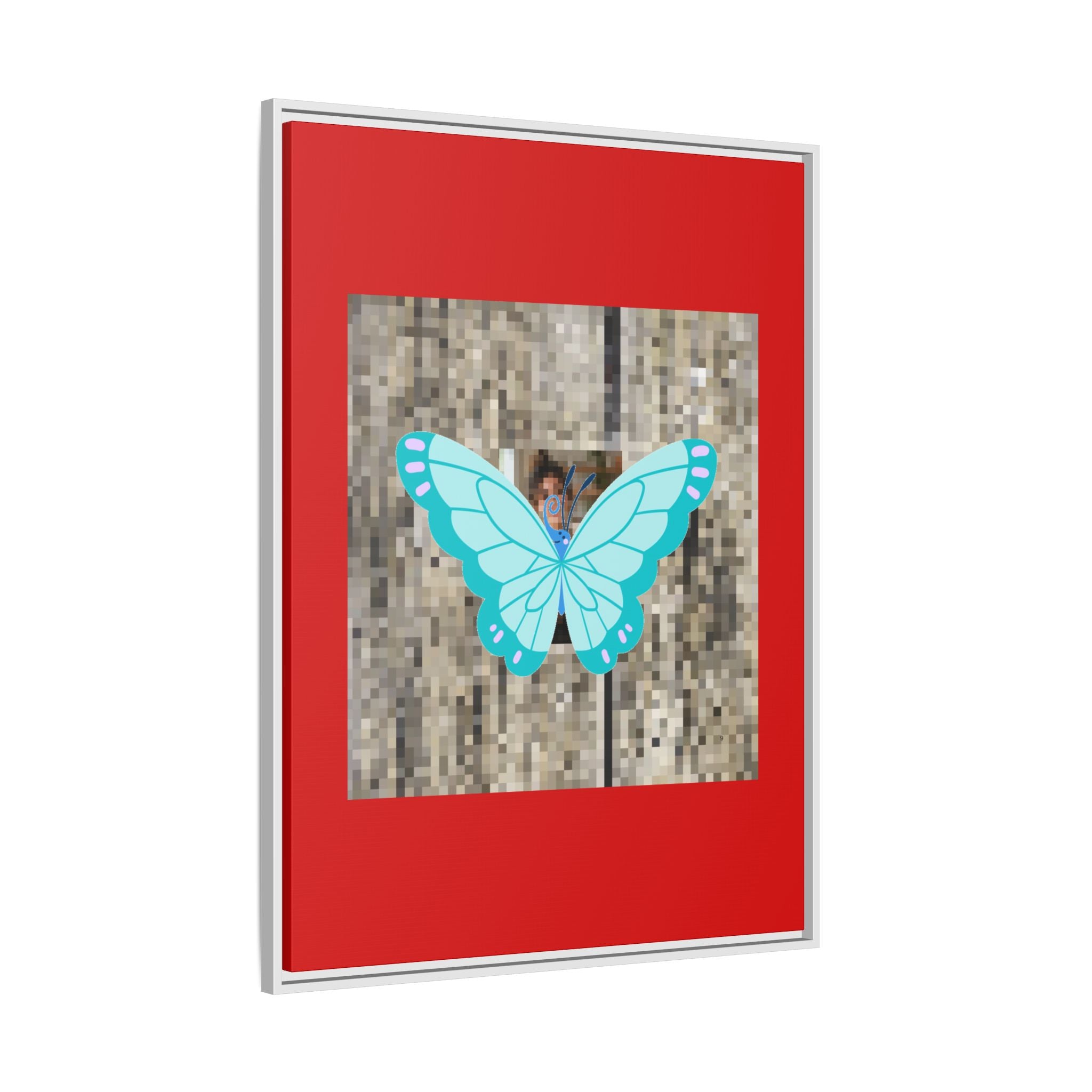 Blue Butterfly Framed Canvas Art – Matte Multi‑Color Wall Print