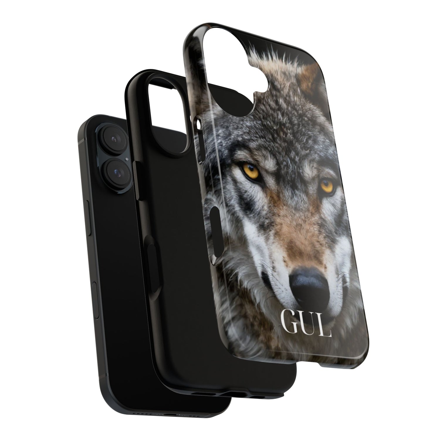 Wolf Eyes Phone Case — Fierce Wildlife iPhone Protective Case with ‘GUL’ Text