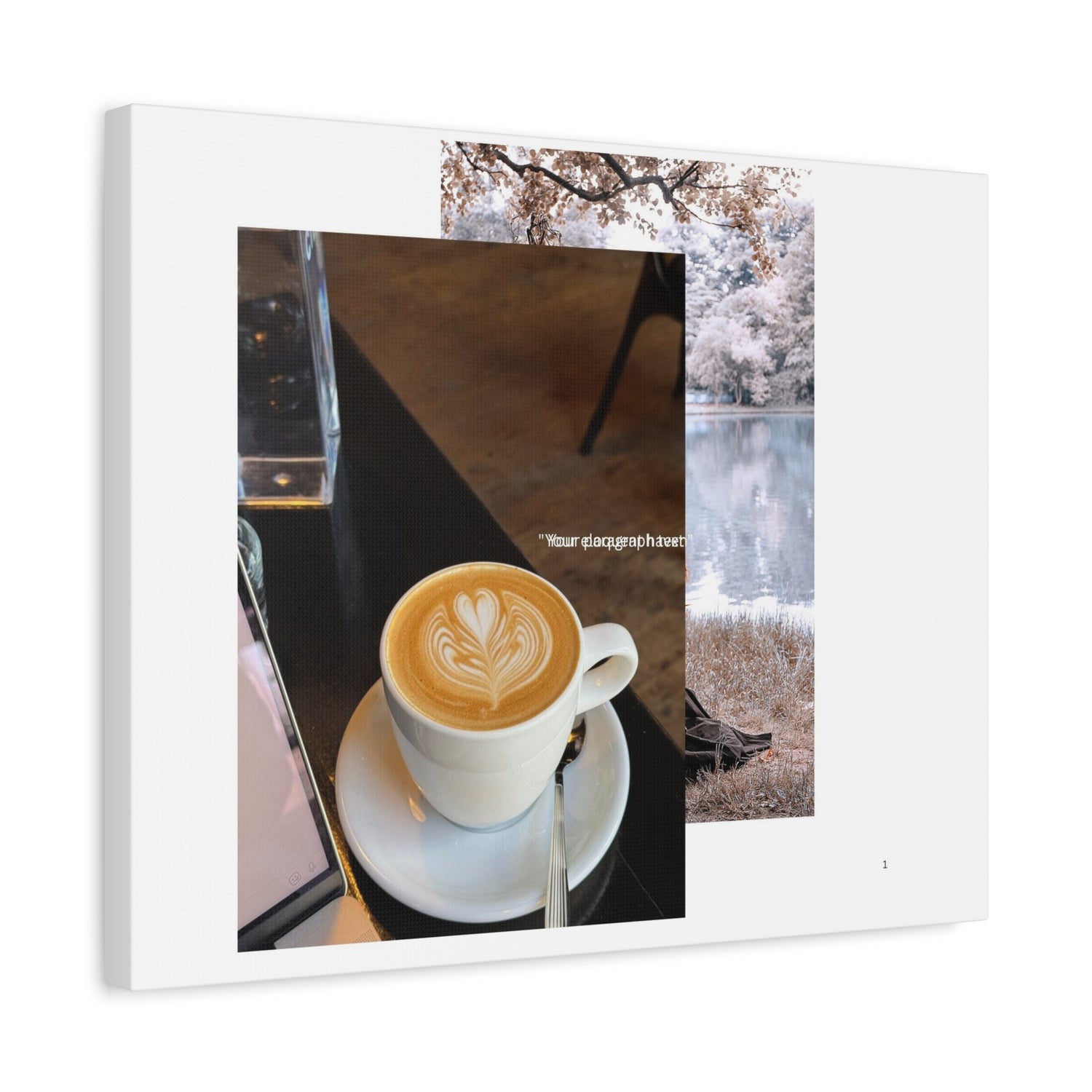 Latte &amp; Landscape Matte Canvas Wall Art — Coffee Shop Photo Collage