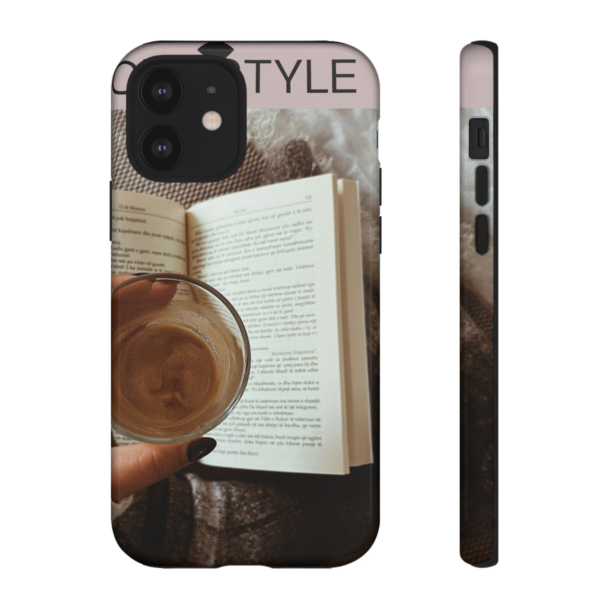 Cozy Reading Phone Case — Coffee &amp; Book Protective Cover