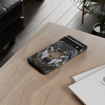 Wolf Eyes Phone Case — Fierce Wildlife iPhone Protective Case with ‘GUL’ Text
