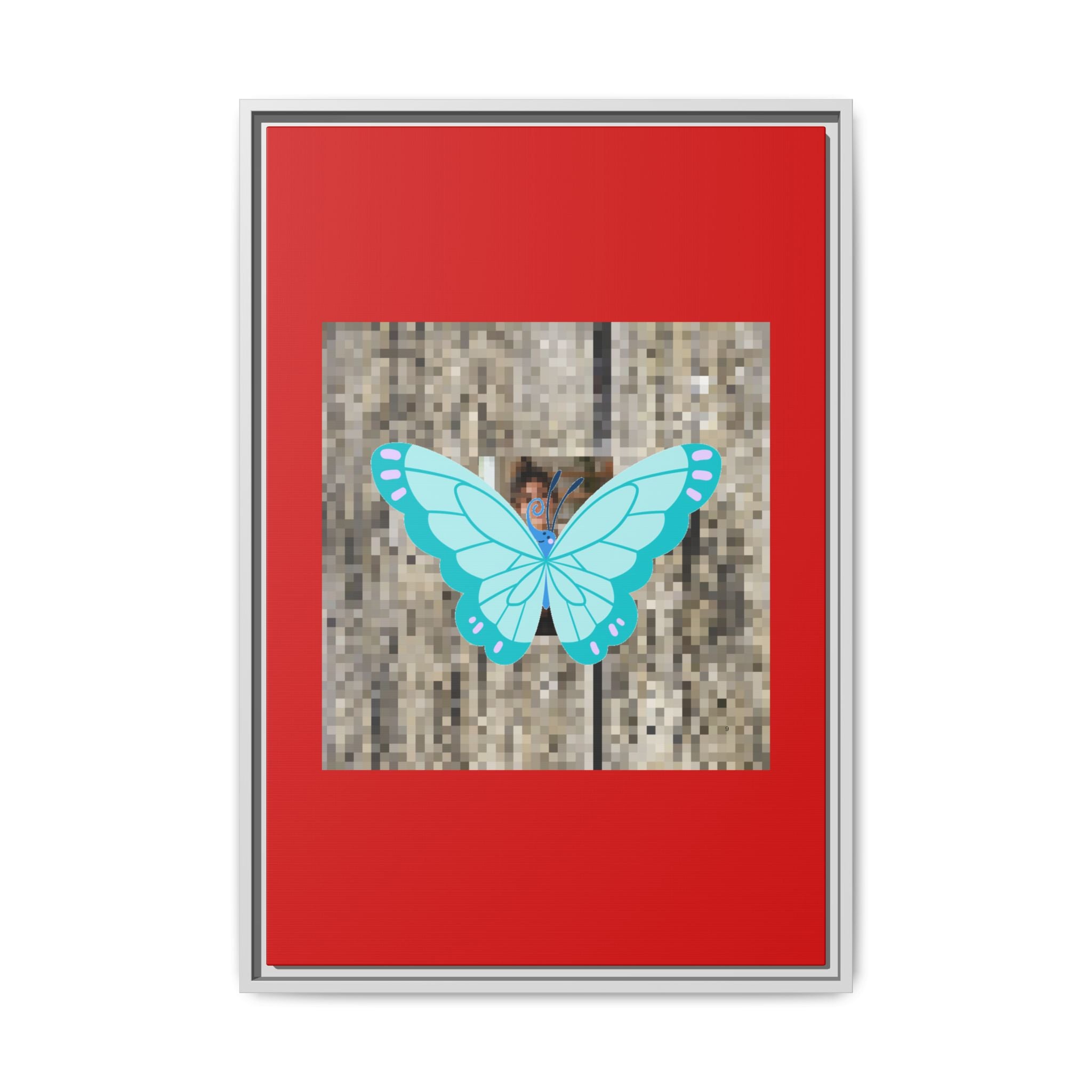 Blue Butterfly Framed Canvas Art – Matte Multi‑Color Wall Print