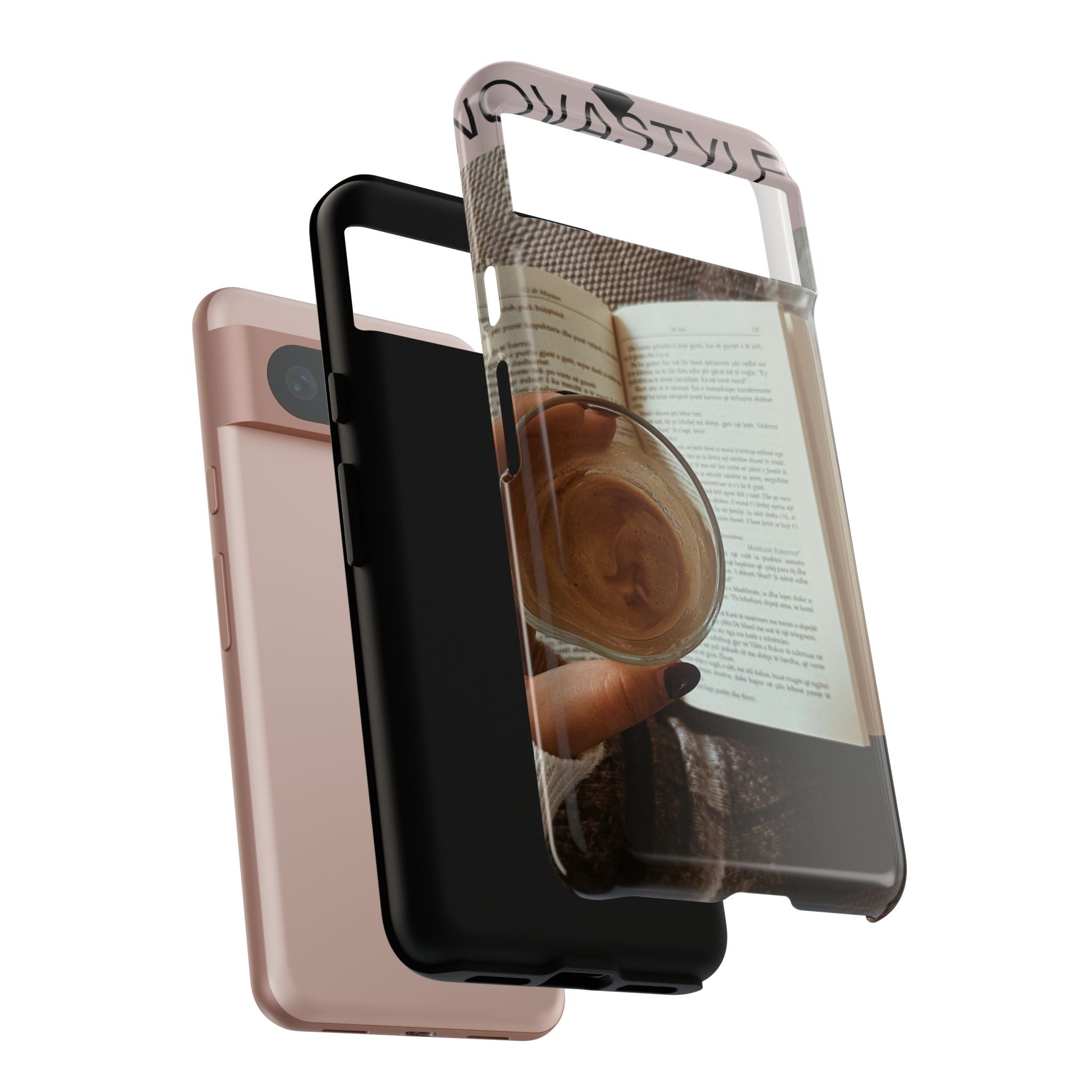 Cozy Reading Phone Case — Coffee &amp; Book Protective Cover