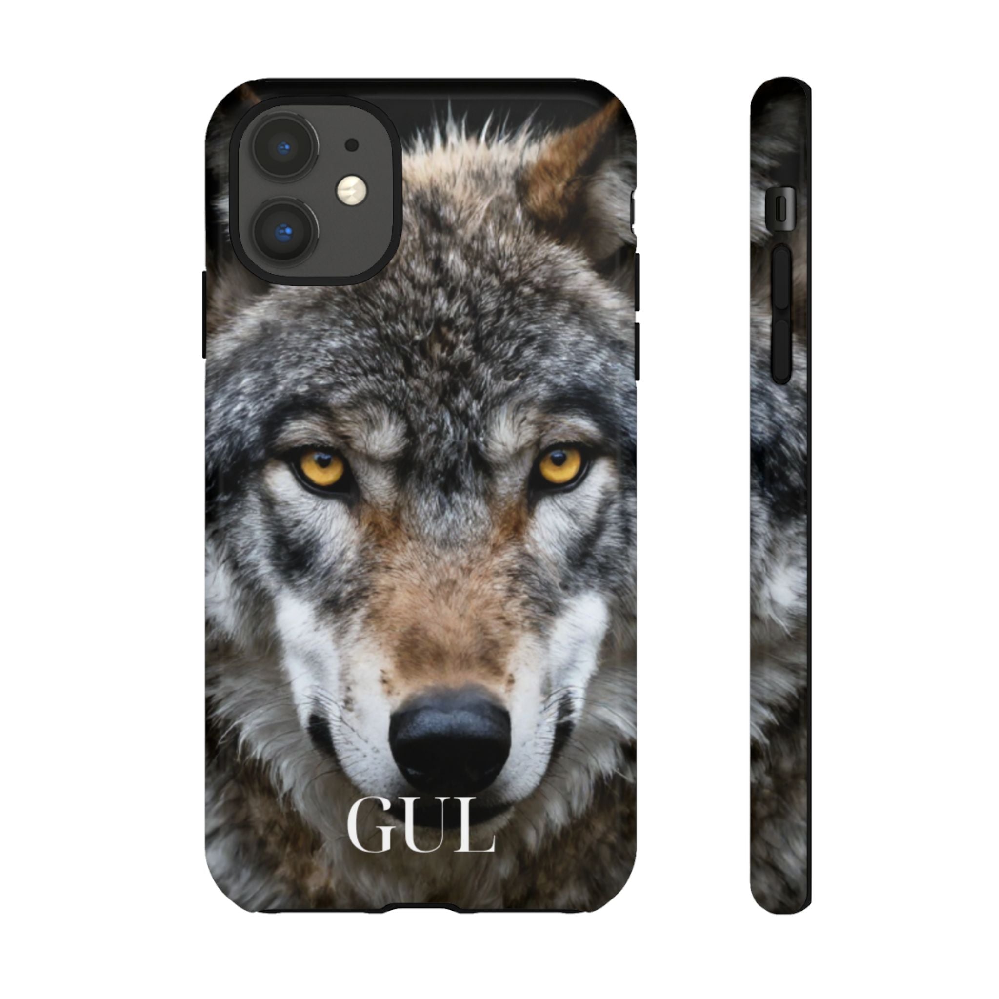 Wolf Eyes Phone Case — Fierce Wildlife iPhone Protective Case with ‘GUL’ Text